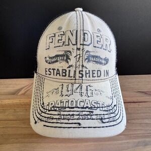 Distressed Fender Stratocaster Baseball Cap Hat Snap back trucker hat blue white